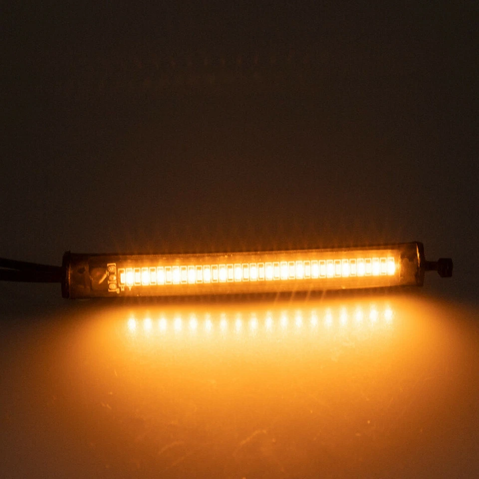 2x Universal LED Motorcycle Turn Signal Light Amber Flasher Ring Fork Strip Lamp